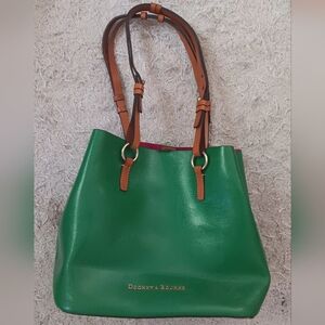 Dooney & Bourke Emerald Green Tote with Brown Straps